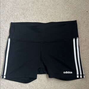 Adidas Women's Black Athletic Shorts with White Stripes